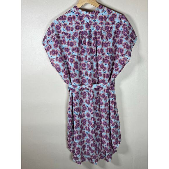 SALONI Tilda Floral Silk Crepe De Chine Dress Ciel Dragonfruit MSRP $495 Size 4 - Picture 7 of 12
